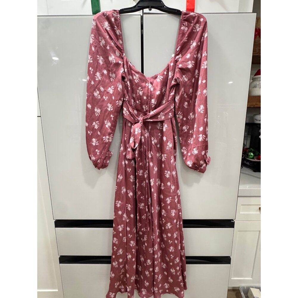 B. Darlin Floral Print Long Sleeve Midi Dress With Tie Back - Picture 5 of 8